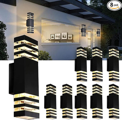8Pack 15inch Outdoor LED Wall Lights,4000K Day White Outdoor 18W Wall Light Aluminum Body Waterproof IP65 led Porch Light for House Patio Garage Garden.(No Sensor)