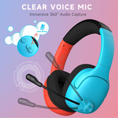 Wireless Gaming Headset for Nintendo Switch/Lite/OLED, Wireless Gaming Headphones with Mic for Nintendo Switch 2/Fortnite/Sports - Red/Blue