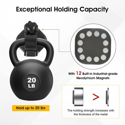 MagitcSee 2 Pack Heavy Duty Magnetic Shovel Holder for Truck, No-Drill Strong Metal Magnet Hook Mount Rack for Flag, Paddle, Utility Tool, Organizer for RV, Garage, Trailer, Cruise, ATV Storage