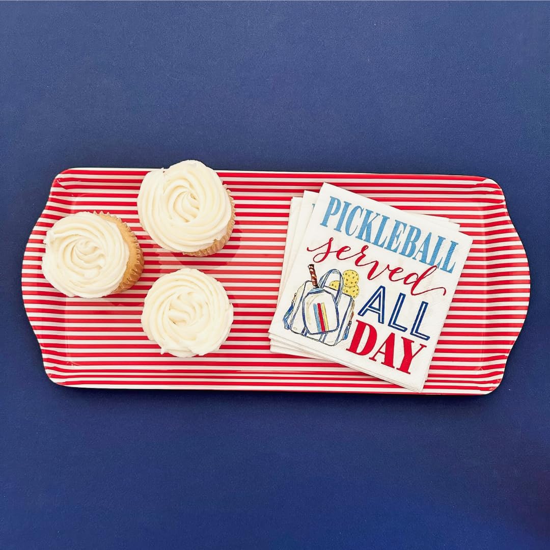 Sprinkles & Confetti Red Stripe Melamine Cookie Tray BPA-Free, Break-Resistant, Lightweight Platter for Cookies, Desserts & Snacks - Perfect for 4th of July Parties, BBQs & Picnics