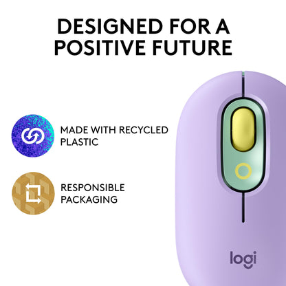 Logitech POP Mouse, Wireless Mouse with Customizable Emojis, SilentTouch Technology, Precision/Speed Scroll, Compact Design, Bluetooth, Multi-Device, OS Compatible - Heartbreaker Rose