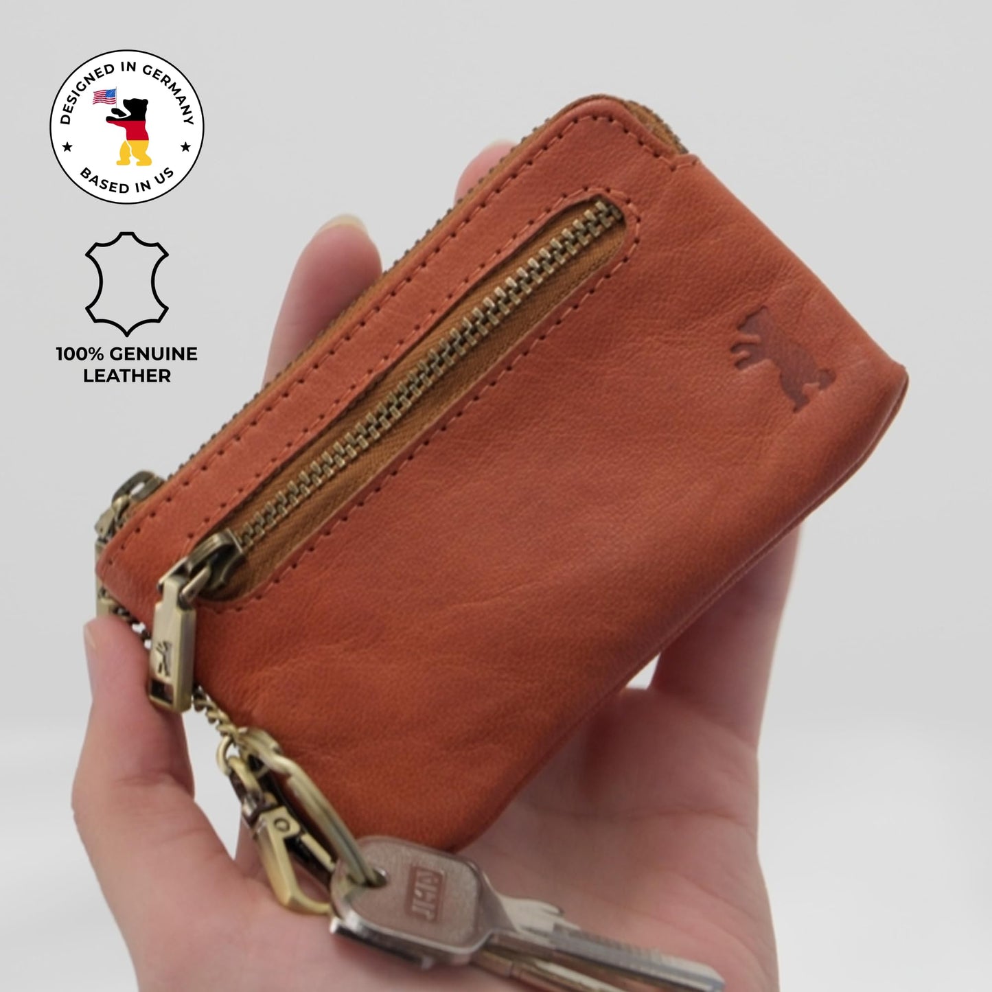 BERLINER BAGS Vintage Leather Key Case Eli, Key Bag Key Organizer Small for Men and Women - Brown