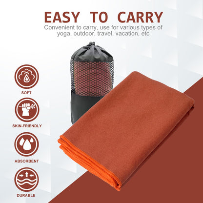 Eunzel Hot Yoga Towel - Microfiber Non Slip Yoga Mat Towel with Grip Dot Sweat Absorbent Towel for Hot Yoga, Pilates and Fitness 72" x 24", Dark Cyan/Orange