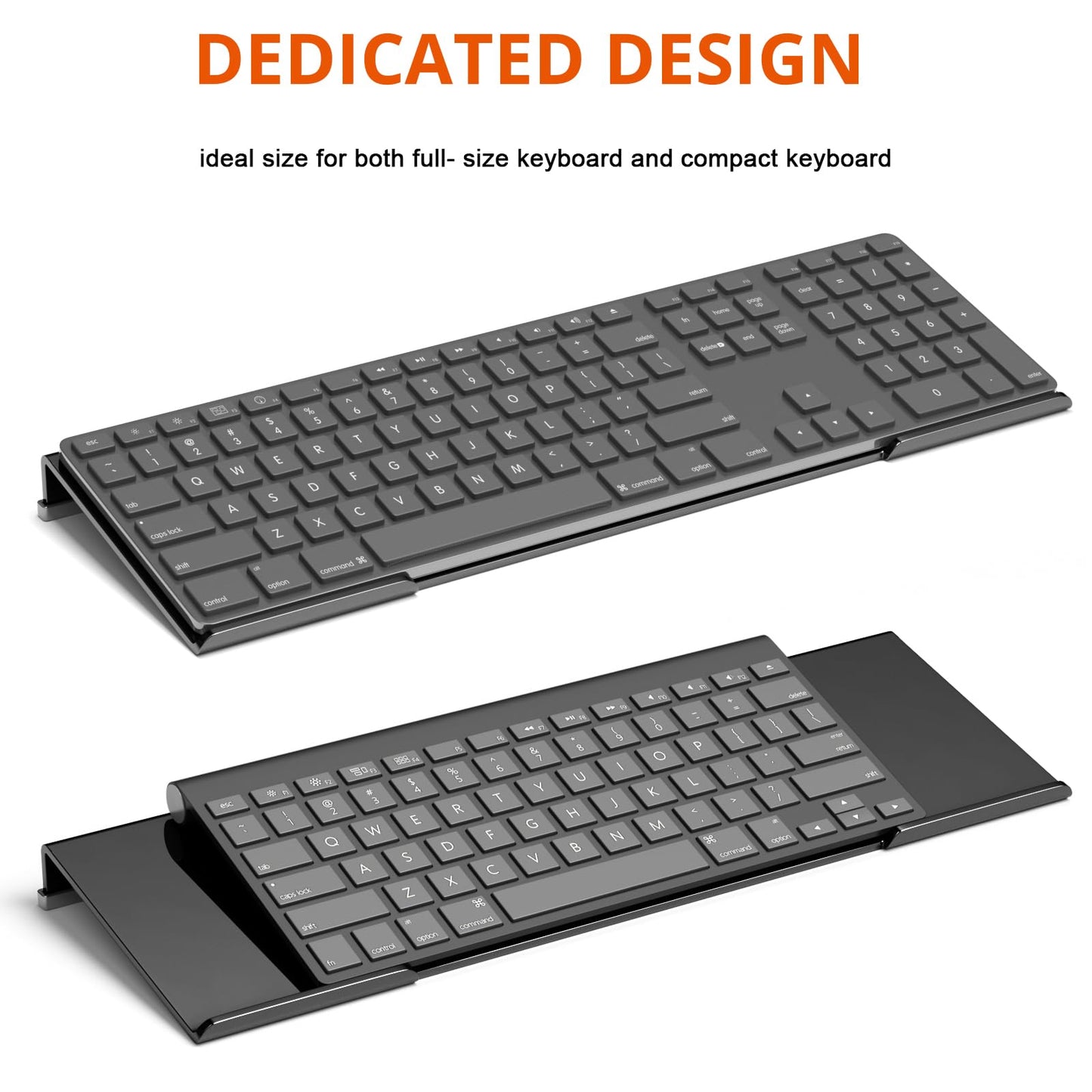 Richboom Computer Keyboard Stand Tilt PC Keyboard Stand Riser for Easy Ergonomic Typing, Acrylic Keyboard Tray Holder for Office Desk, Home, School, with Silicone Anti-Slip Case, Black