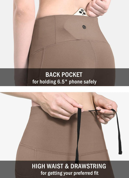 baleaf Fleece Lined Leggings Women Snow Waterproof Pants Thermal Warm Winter Yoga Cold Weather Gear with Pockets Cocoa Creme L