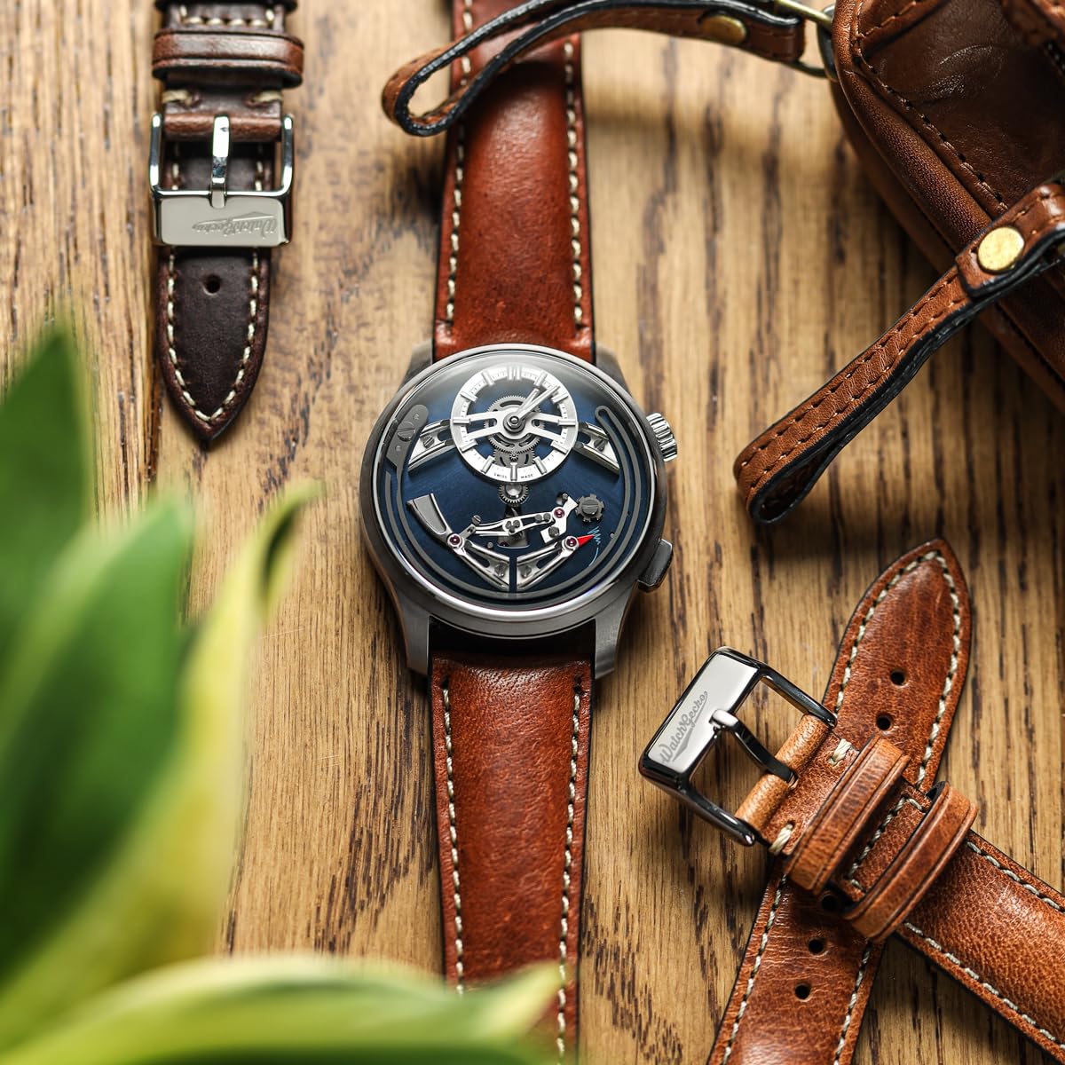 WatchGecko Vintage Highley Certified Genuine Italian Leather Replacement Watch Strap. Stylish and Durable Mens Wristwatch Strap. Padded for Comfort. Easy to fit. Reddish Brown, 21 mm