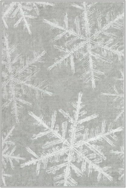 Lahome Snowflake Entryway Rug- 2x3 Small Rug Ultra-Thin Soft Kitchen Rugs Non Slip Indoor Door Mat, Rubber Backing Throw Carpet Washable Rugs for Entryway Bathroom Bedroom(2x3ft,Grey)