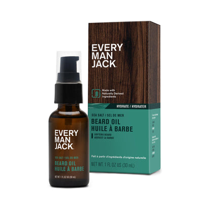 Every Man Jack Men's Beard Oil - Aged Bourbon Fragrance - Deeply Moisturizes and Softens Your Beard and Adds a Natural Shine - Naturally Derived with Shea Butter and Argan Oil - 1 fl oz