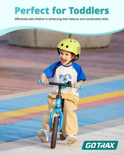 Gotrax KS12 Balance Bike for 2-5, 12" Toddlers Push Bike with LED Light, Adjustable Seat & Handlebar, Flat-Free Tires & Easy Assembly Kids Bicycle, Lightweight & No Pedal, Gift for Boys Girls, Blue
