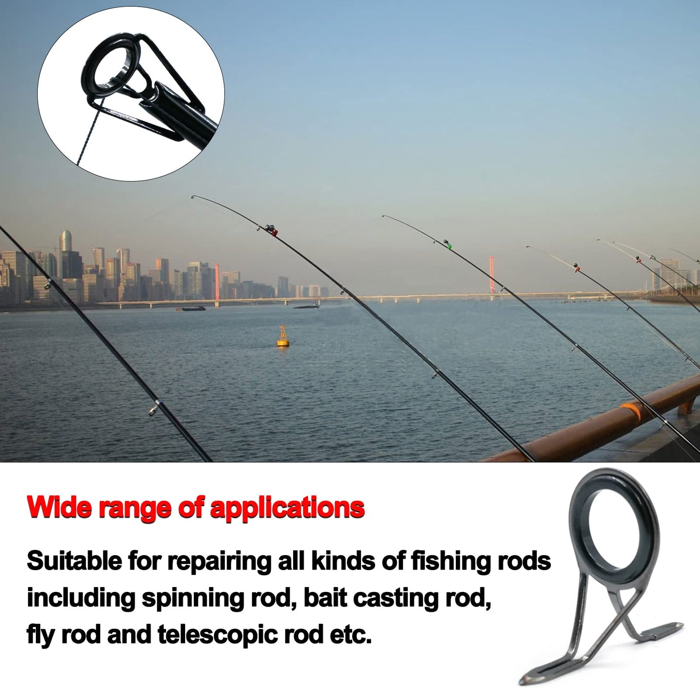 FishTrip Rod Tip Guide Repair Kit, Single Double Leg Ceramic Guides