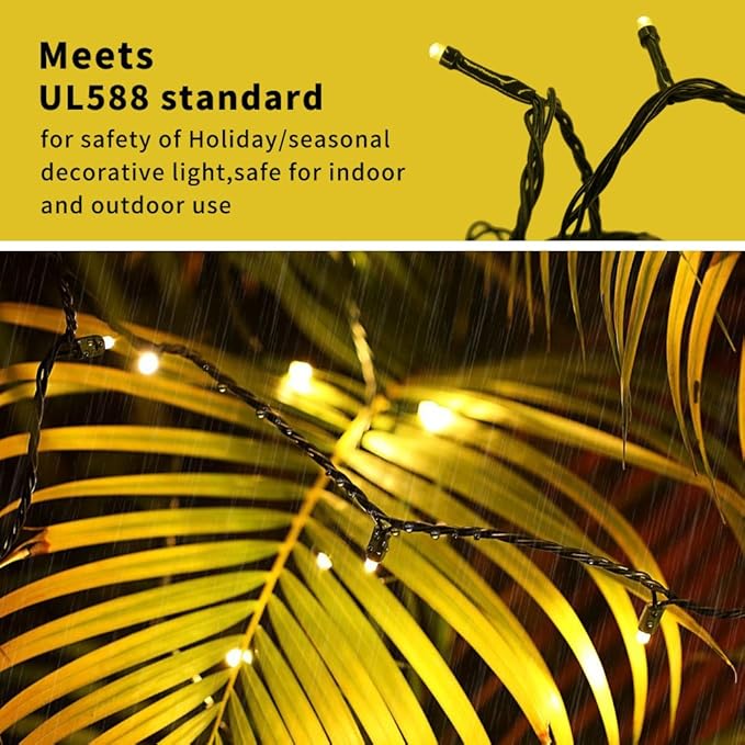XTF2015 105ft 300 LED Christmas String Lights, End to End Plug 8 Modes Christmas Lights UL Certified Outdoor Indoor Fairy Light Christmas Tree, Patio, Garden, Party, Wedding, Holiday (Warm White)