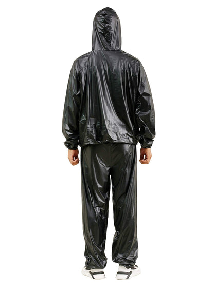 Heavy Duty Sauna Suit Exercise Fitness Sauna Sweat Suit Gym Workout Sauna Jacket and Sauna pants Plus Size Sauna Suit for Women Men | Windproof,Waterproof(size M,Black)