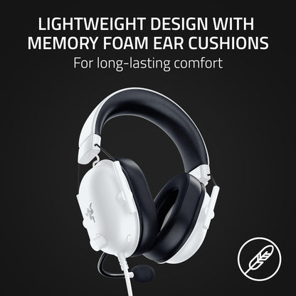 Razer BlackShark V2 X Gaming Headset: Special Edition - 50mm Drivers - Cardioid Mic - Comfortable Noise Isolating Earcups - for PC, Mac, PS5, Xbox One, Nintendo Switch via 3.5mm Audio Jack - White