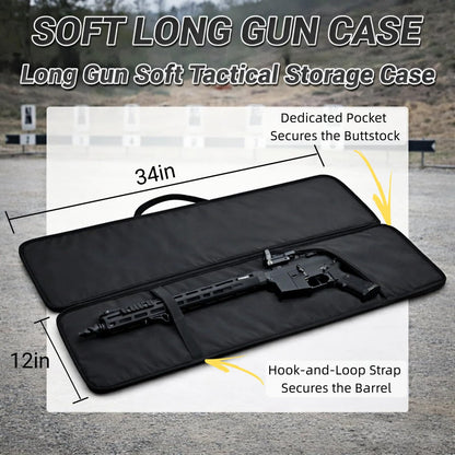 KOKKOYA Soft Gun Case for Rifles and Shotguns Long Scoped Rifle Range Bag Backpack with Tactical Pockets Durable Oxford Fabric Adjustable Sling Dual (black, 34 inch x 12 inch)