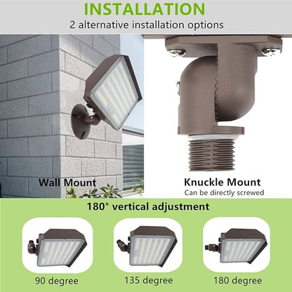 Dusk to Dawn Outdoor 100W LED Flood Light with Knuckle (Plate Included), 14000LM 1000W Equiv., 100-277V 5000K,ETL Commercial LED Floodlight Fixture, Outdoor Security Lighting for Landscape,Parking Lot