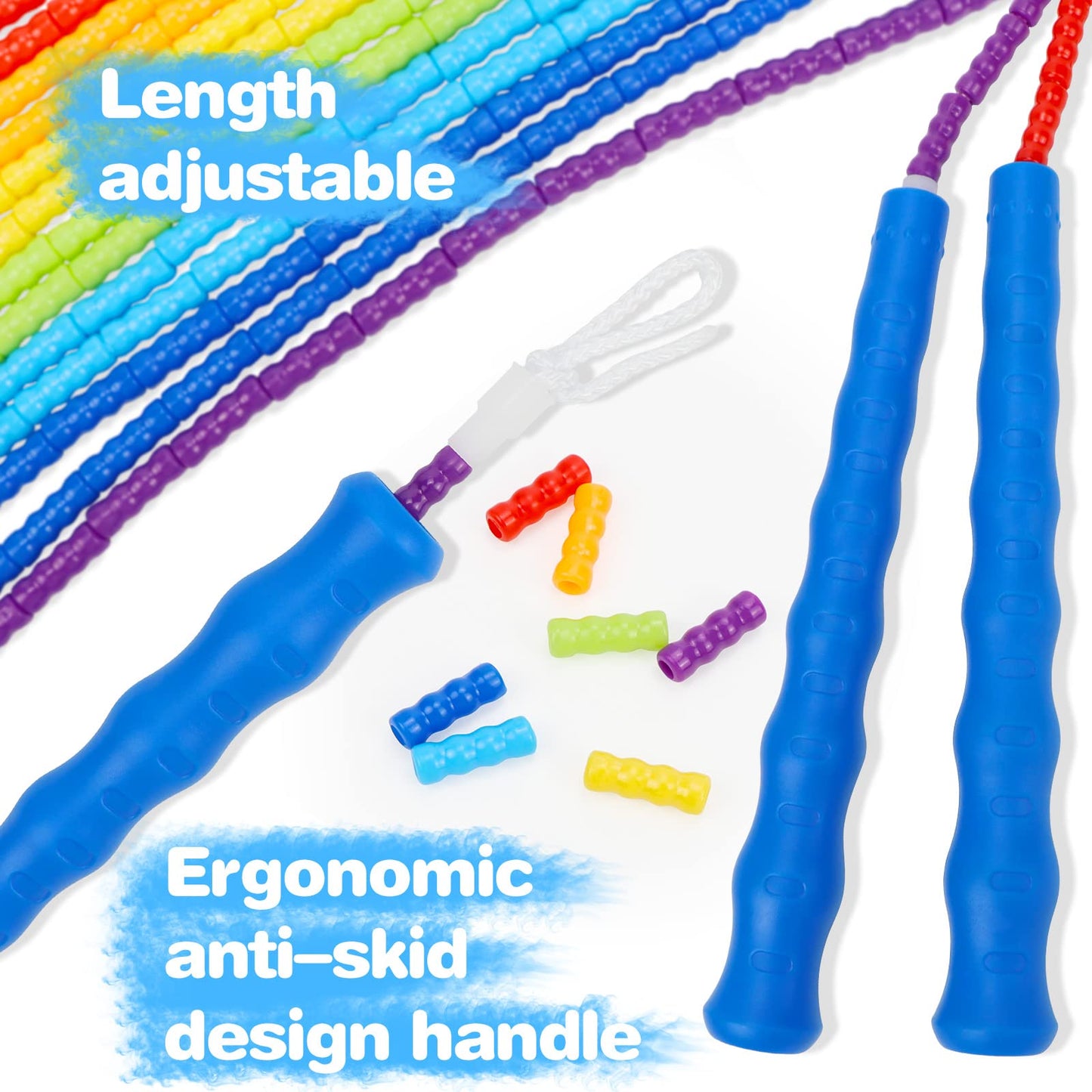 Supertrip Double Dutch Jump Rope Soft Beaded Jump Rope Long Jump Rope 16 FT, Jump Ropes For Women Adult Kids Adjustable Skipping Rope Long Enough for 4-5 Jumpers
