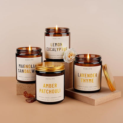 Scented Candles for Home - Magnolia & Sandalwood Candle | Aromatherapy Candle Gift for Women & Men, Soy Candles for Home Scented - 7oz