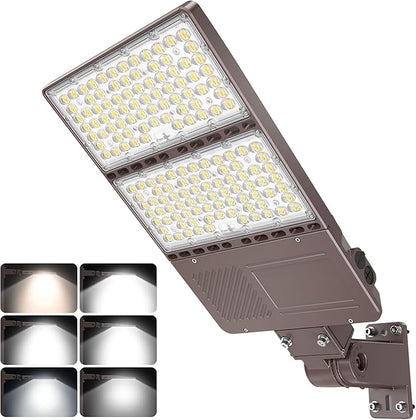 10PCS LED Parking Lot Lights 320W 250W 200W, LED Shoebox Light 5700K 5000K 4500K Arm&Slip Fit Mount, DLC Listed Outdoor Pole Light with Photocell, IP65 Commercial Street Area Flood Lighting 100-277V