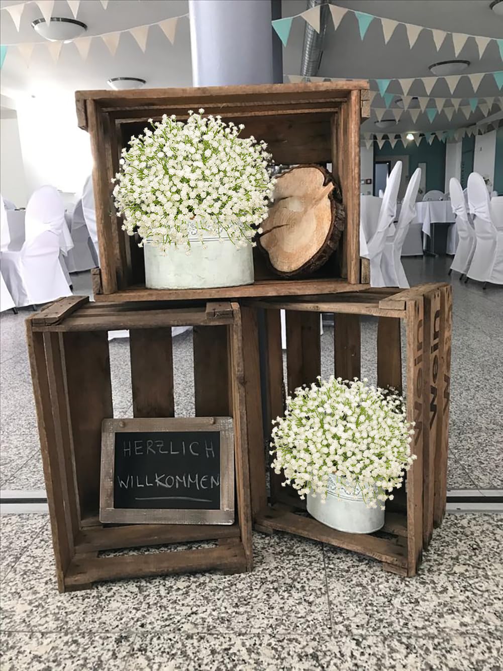 Baby's Breath Artificial Flowers Bulk 10 Pack (30pcs) Faux Baby Breath Plastic Flower Fake Gypsophila Flower Arrangement for Crafts Fake Flowers Bouquet for Wedding Centerpieces Cream Baby Breath