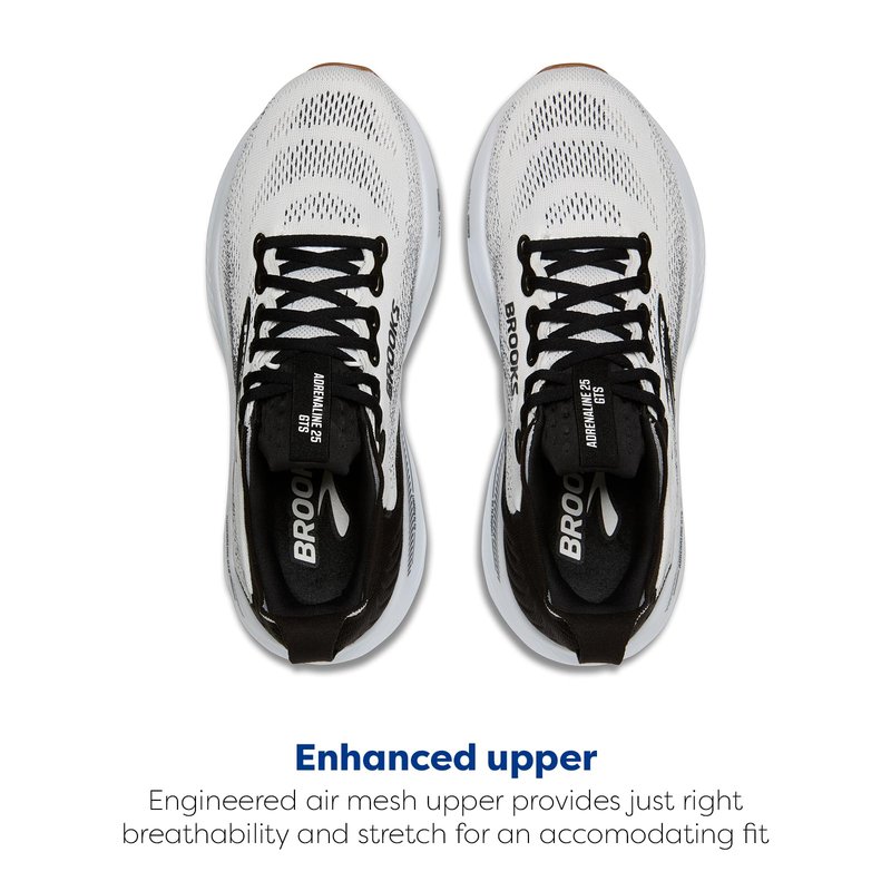 Brooks Women’s Adrenaline GTS 25 Supportive Running & Walking Shoe - White/Black/White - 7 Wide