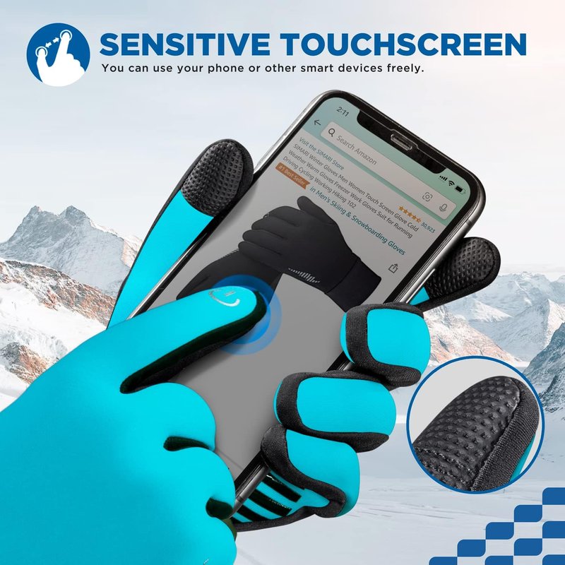 Winter Gloves for Men & Women - Thermal Touch Screen Ski Gloves | Non-Slip Palm & Fleece Lined for Cold Weather Activities