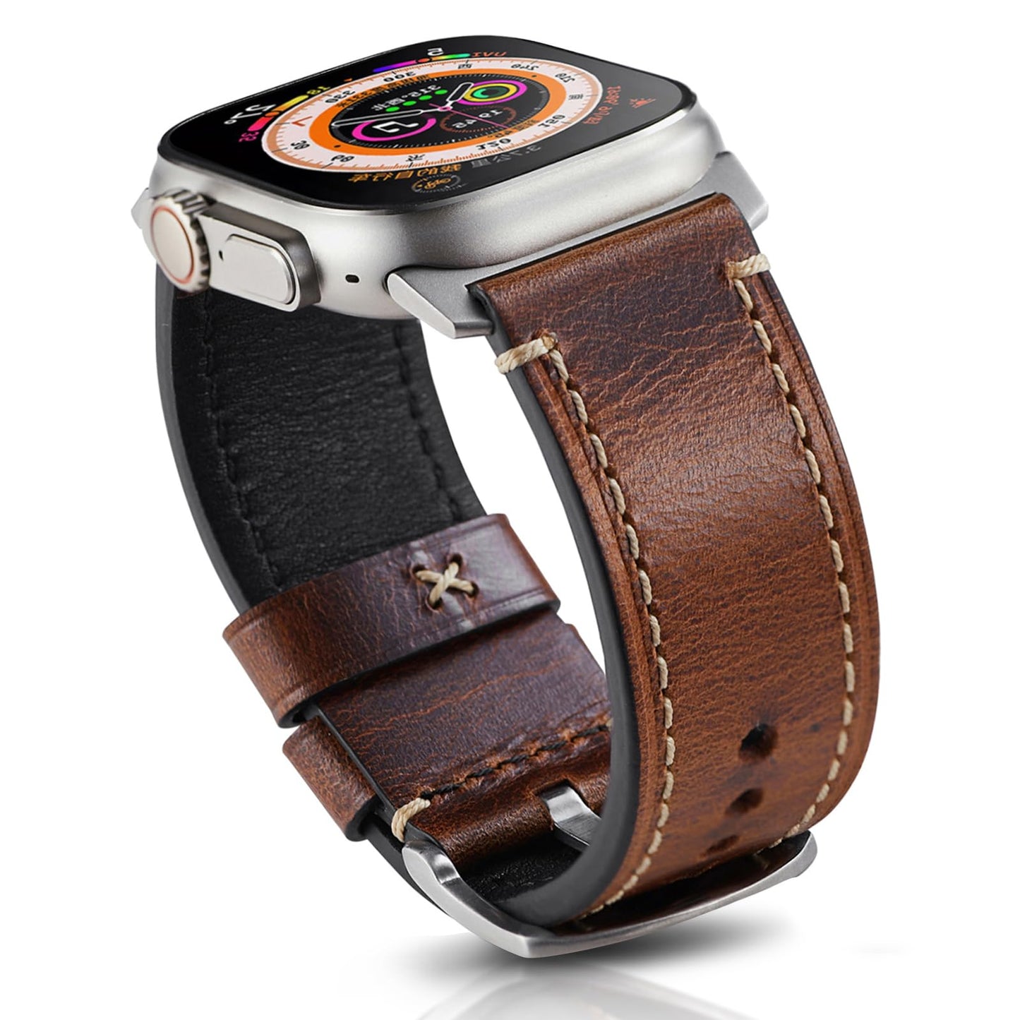 Gitalian Leather Band Compatible with Apple Watch Ultra3/2/1 Band 49mm 46mm 45mm 44mm 42mm for Men, Genuine Leather Replacement Strap for iWatch Series 10 9 8 7 6 5 SE2, Oil Brown