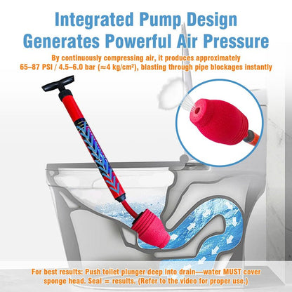 Rmticd Toilet Plunger, High-Pressure Plungers for Bathroom, Toilet Brush and Plunger Set - Powerful Air Drain Unclogger & Heavy-Duty Clog Remover for Bathroom Drains, and Clogged Pipes