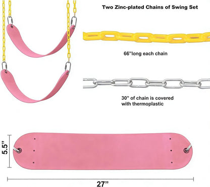 ABUSA Heavy Duty Children Set Hardware Replacement Kit Including 2 Pink Brackets 4 Hangers 2 Pink Seats for Outdoor Playground Equipment Parts Hardware Included (P007)