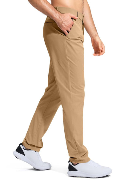 Pudolla Men's Golf Pants Work Dress Comfy Pants Casual Slacks Trousers with Pockets(Dark Khaki 42Wx34L)