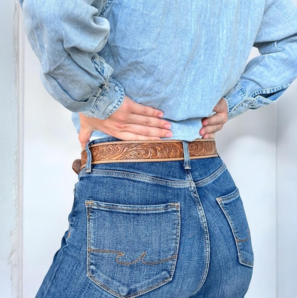 DANIEL'S ARTPLANET Women’s Western Leather Belt Cowgirl Belt For Jeans Pants Dresses Engraved Tooled Ladies Western Belt