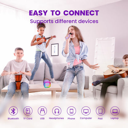 IROO Mini Karaoke Machine for Kids, 2025 TOP Toys Birthday Gifts Ideas for Girls Ages 4, 5, 6, 7, 8, 9, 10, 12+ Years Old, Portable MP3 Player with 2 Wireless Mics for Party