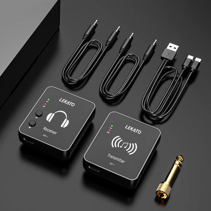LEKATO MS-1 Wireless in Ear Monitor System, 2.4GHz Stereo in-Ear Monitoring with Transmitter Receiver Clip On, One to Many, Auto-Pairing,Wireless IEM for Band Rehearsal,Studio, Church,Small Gigs