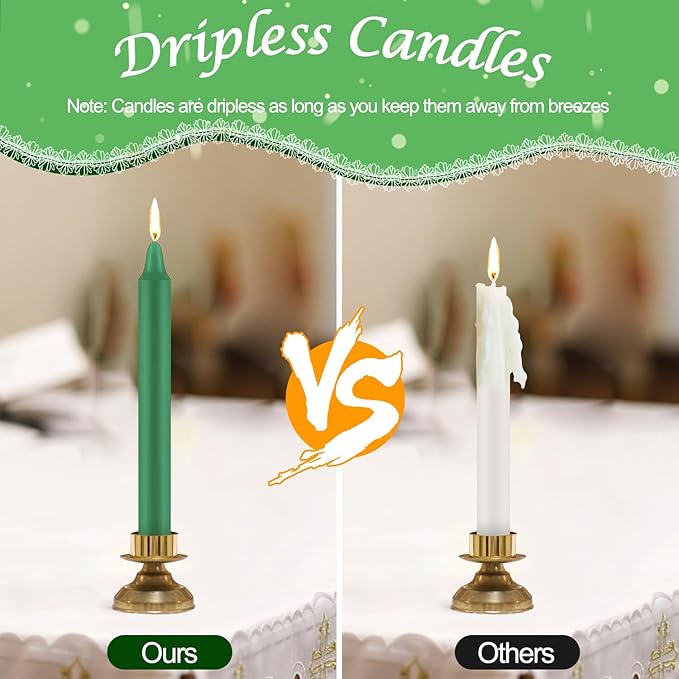 Tobeape Spell Chime Candles 24 pcs Green Candles, 4" Tall Unscented Mini Taper Candle Christmas Candle, for Witchcraft, Wiccan Altar, Magic Tools, Rituals, Prayer, Meditation and Party