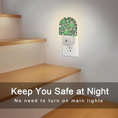 Strawberry Frogs with Daisies Flowers Night Light Plug into Wall,Cute Childish Frog Dusk to Dawn Night Light Plug in,0.5w Energy Saving NightLight for Kids Boys Girls Home Decor