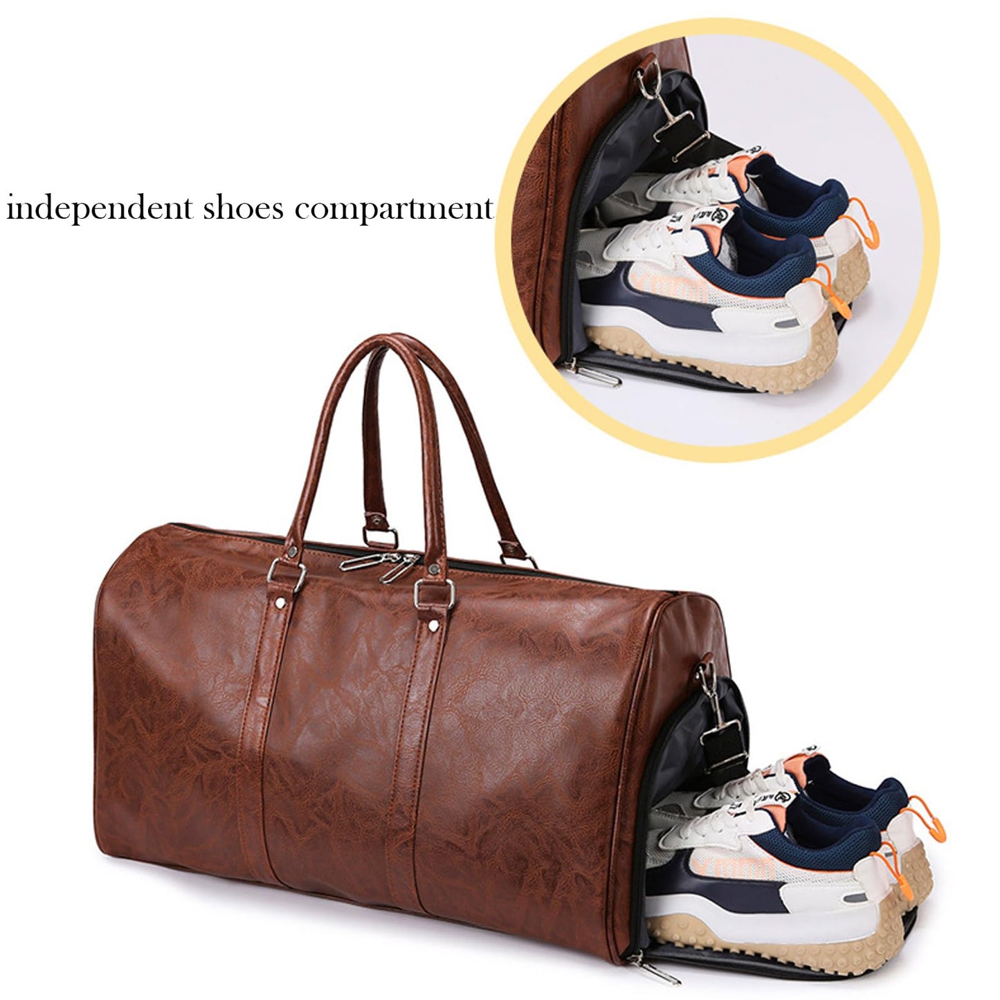 PU Leather Duffle Bag for Travel Duffel Bag, Gym Bag Overnight Bags Weekender Bag for Men (deep brown)