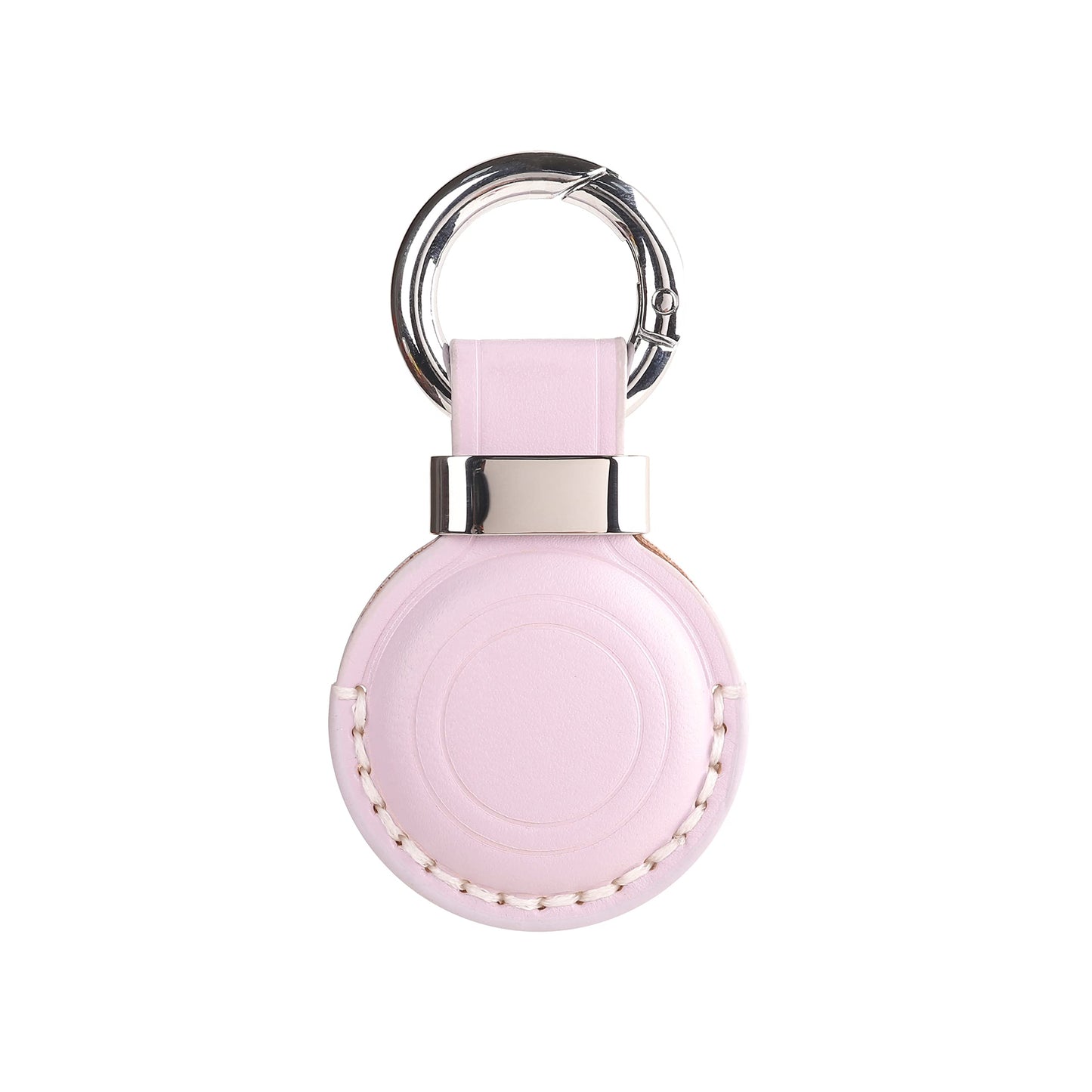 LQU Genuine Leather Keychain Holder Compatible with Airtag, Secure Air Tag Keychain Holder Case Cover Key Chain Ring Accessories for Air Tag - Purple V2.0