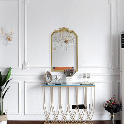 AIXI HOME Gold Arched Mirror 15"x23", Traditional Arendahl Vintage Antique Mirror with Ornate Metal Frame, Baroque Wall Mounted Mirrors for Entryway/Bathroom/Living Room/Hallway/Bedroom