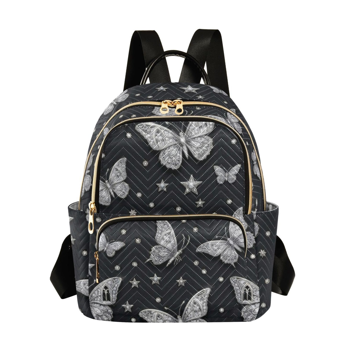 susiyo Butterfly Star Backpack for Women Silver Black 10L Bag Gothic Ladies Backpacks Travel Casual Daypack