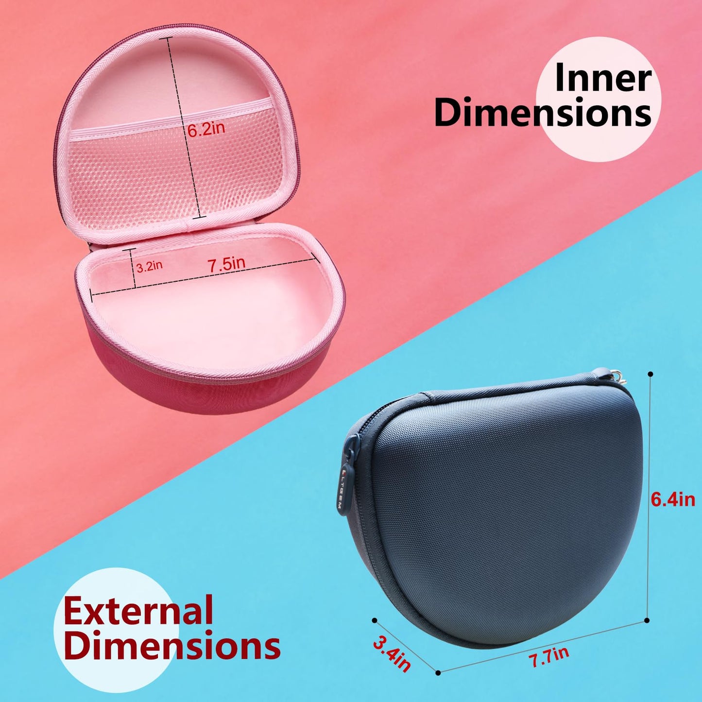 Headphone Case Compatible with Beats Studio Pro/Solo 4 / Studio 3 / Solo 3 / Picun B8 / BERIBES/JLab JBuds Lux ANC Wireless Bluetooth Noise Cancelling Headphones, Rose Gold(Case Only)