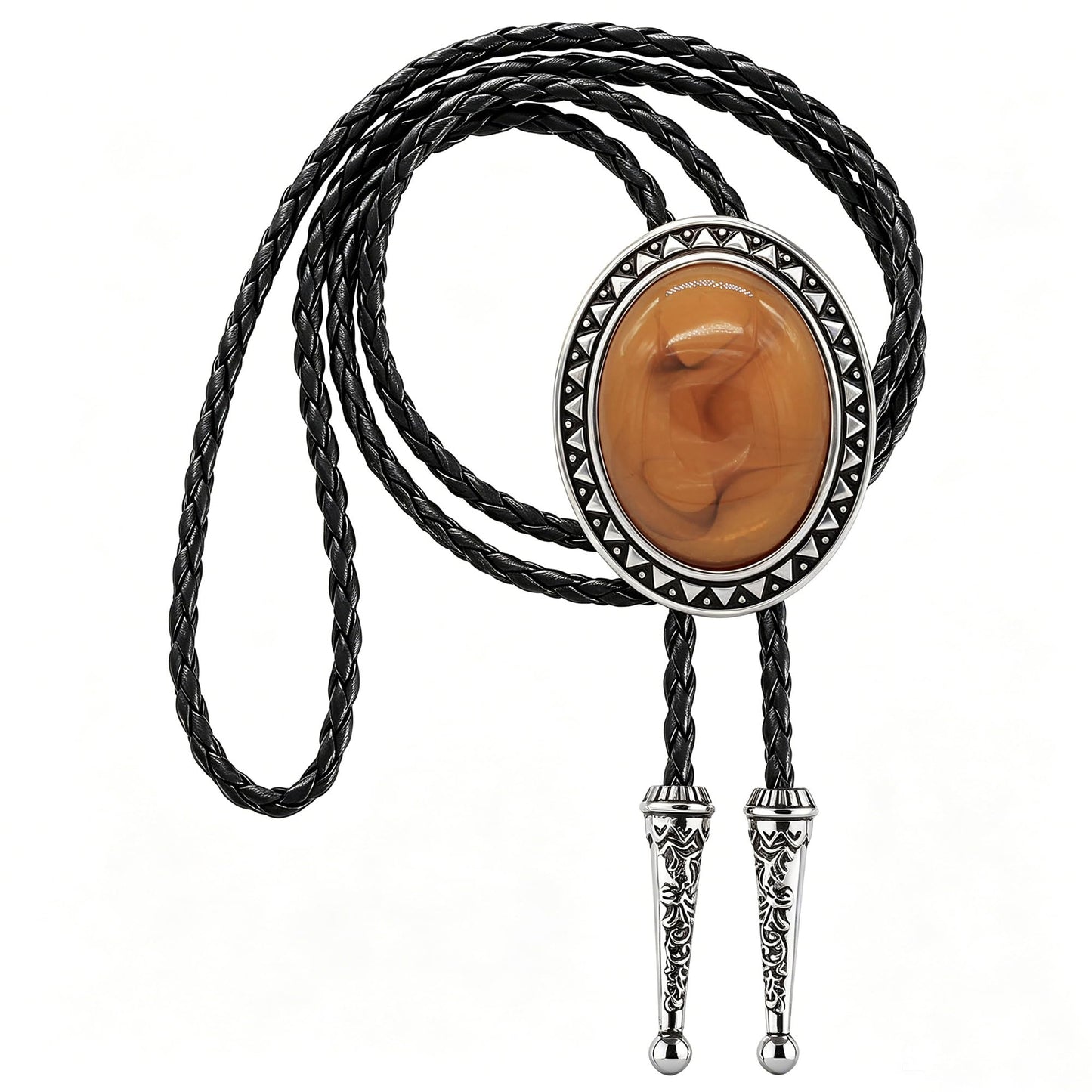 joymiao Vintage Bolo Tie for Men Western Cowboy Wedding Necklace Natural Stone Native American Bolo Tie Leather Necktie Costume Accessorie