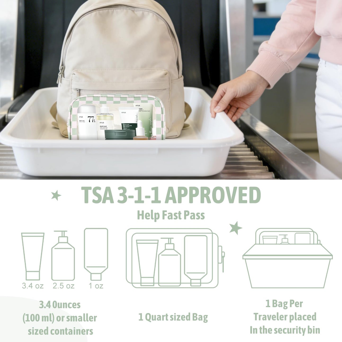 5PCS Diaper Bag Organizer Pouch Set,TSA Approved Toiletry Bag, Waterproof TPU Makeup Bag Set, Travel Organizer Bags for Women and Kids，Mothers Day Gifts