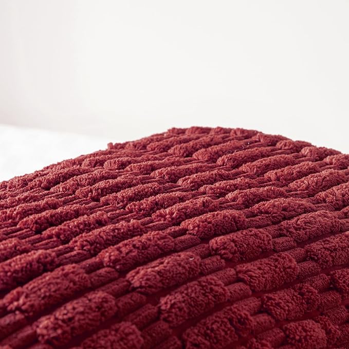 Fancy Homi Burgundy Long Body Lumbar Decorative Throw Pillow Covers 14x36 Inch for Bed Couch Bedroom Bench, Soft Corduroy Rectangle Solid Pillow Case, Rustic Farmhouse Boho Room Decor