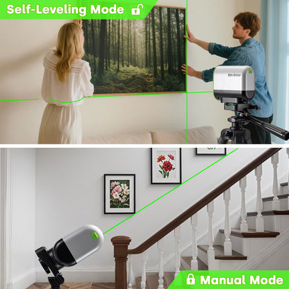 Enventor Green Laser Level, Self Leveling Laser Level for Picture Hanging and Home DIY, Horizontal and Vertical Cross-Line Laser, Rotatable 360° Magnetic Holder, Pulse Mode, USB Charging