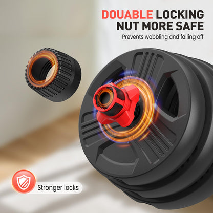 UKEEP Adjustable Dumbbells Sets, 20/30/40/55/60/70/80/90lbs Free Weights Dumbbells Set of Convertible 2 or 3 in 1 Dumbbells Set Used as Barbell, Kettlebells, A Pair of Lightweight for Home Gym