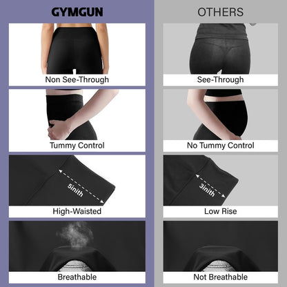 GYMGUN 3 Pack Leggings with Pockets for Women,High Waisted Tummy Control Workout Yoga Pants Reg & Plus Size