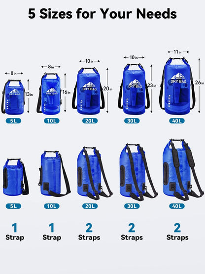 HEETA Dry Bag Waterproof for Women Men, Roll Top Lightweight Dry Storage Bag Backpack with Phone Case for Travel Swimming Boating Kayaking Paddle Board Camping Beach Accessories (Navy Blue, 20L)