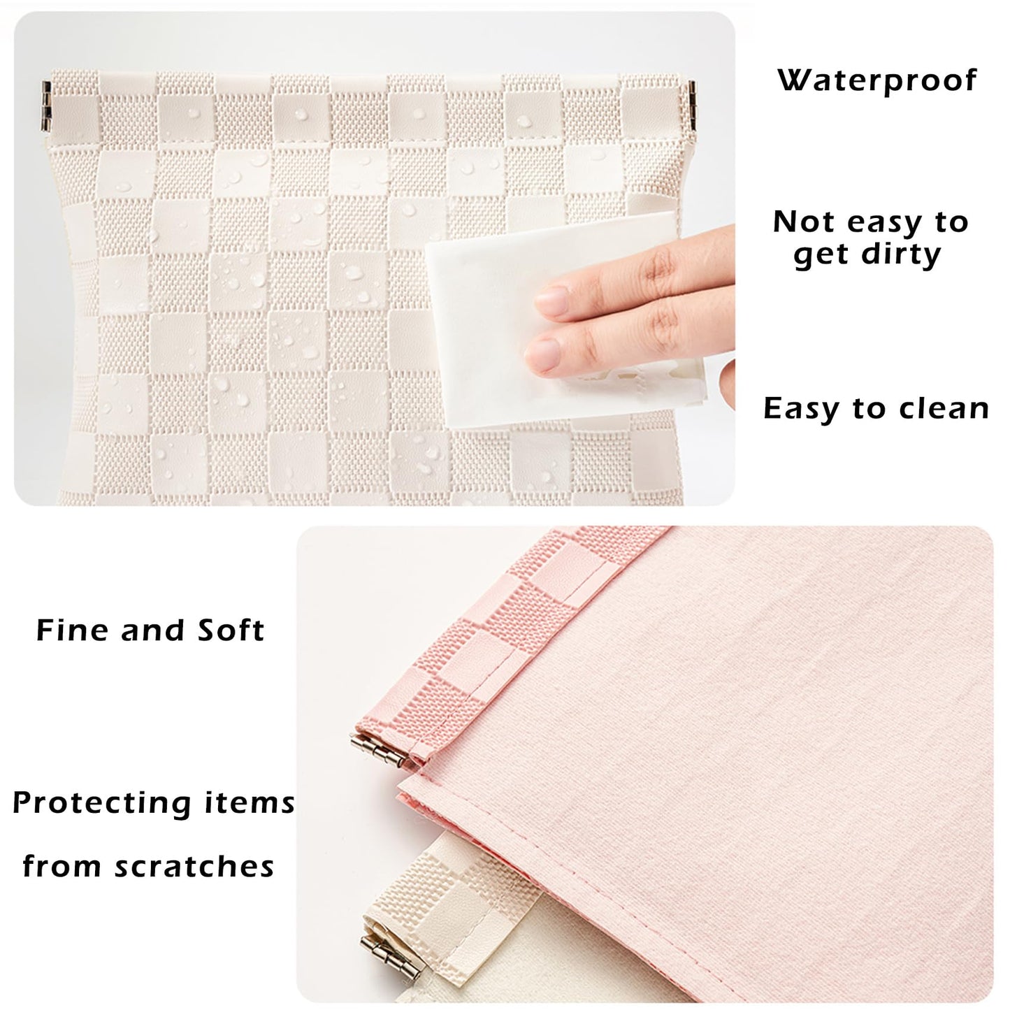 HIGH FIT Leather Pocket Cosmetic Bag for Purse,Coin Purse Lipstick Cosmetic Accessories Organizer, Travel Kit Storage Pouch,Waterproof Portable No Zipper Self-closing Small Makeup Pouch for Women