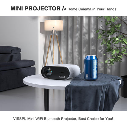 Mini Projector with WiFi and Bluetooth, VISSPL Full HD 1080P Projector, Portable Outdoor Projector with Tripod, Home Theater Movie Phone Projector Compatible with Android/iOS/Windows/TV Stick/HDMI/USB
