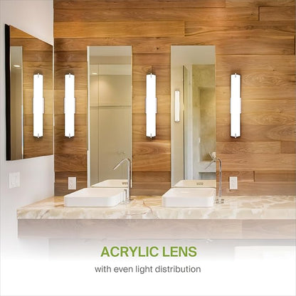 ASD LED 24" Vanity Wall Mount Light Fixture, Linear Bathroom Lighting Bar | 3CCT, Dimmable, Energy Star, ETL Listed | 25W 1950LM 3000-5000K 120V | Long Tube Bath Sconce Over Mirror | Nickel, 4 Pack