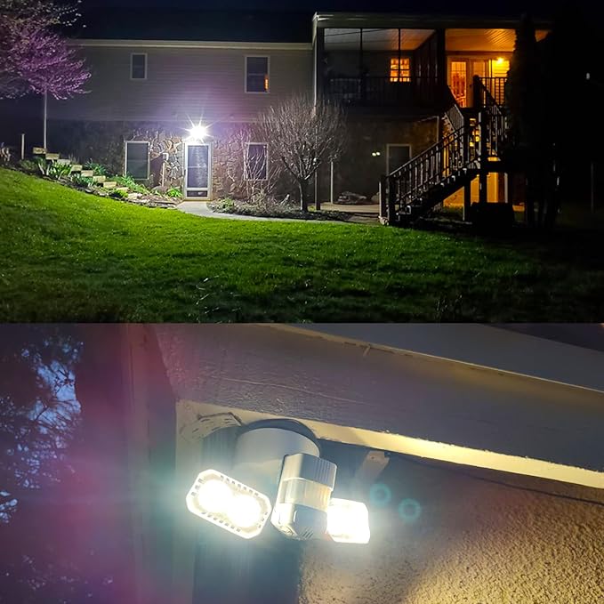 SANSI 38W 5000LM Motion Sensor Outdoor Lights, Flood Lights Outdoor Detector with 4 Mode Adjustable, 500W Equiv 5000K Dusk to Dawn, IP65 Waterproof, Motion Sensor Light for Garage, Yard, Porch (White)